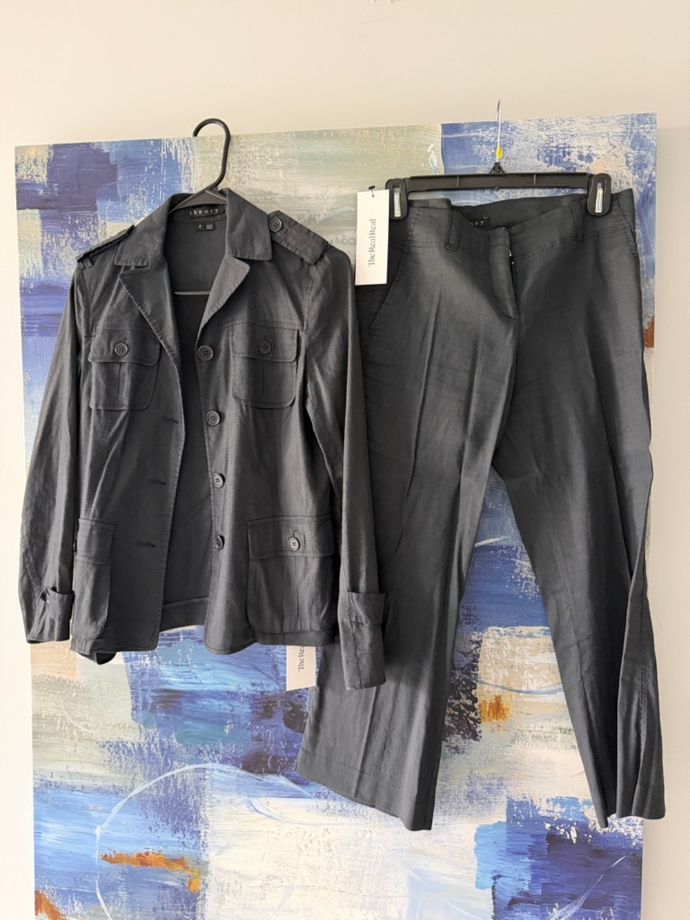 Theory Linen Navy Suit Set